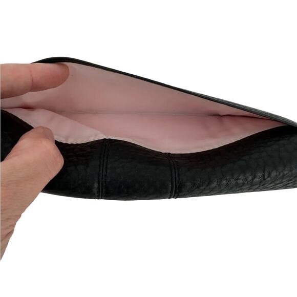 Coach Wallet Black Leather Op Art Cs Logo Bi Fold Pebbled Leather Pink Lining - Picture 9 of 9